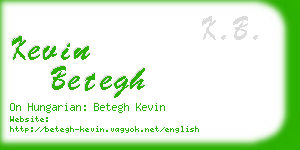 kevin betegh business card